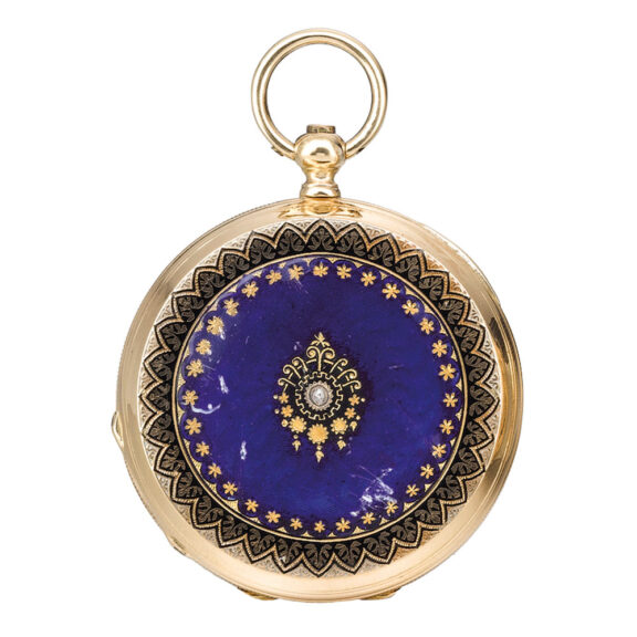 Swiss gold, enamel and diamond set lever watch Circa 1840 Swiss gold, enamel and diamond set lever watch Circa 1840