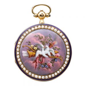 French gold, enamel and seed pearl set watch Circa 1820