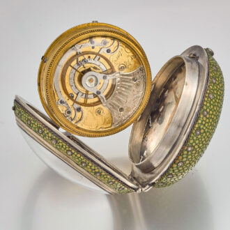 An English verge watch in silver shagreen case Circa 1770