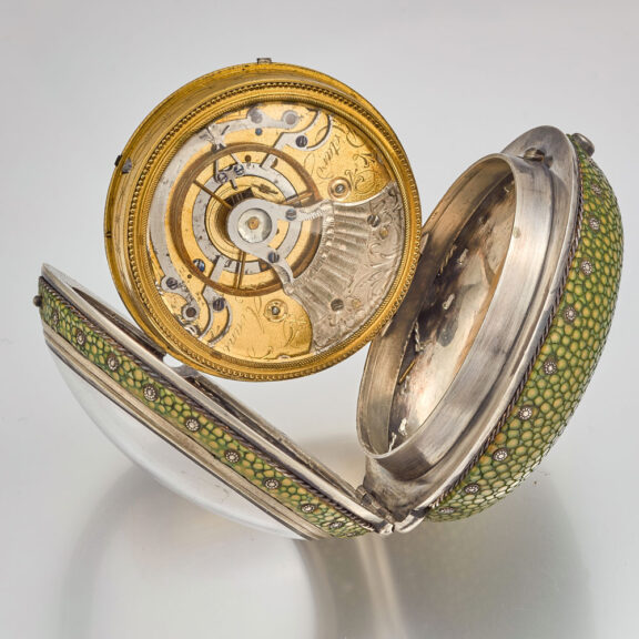 An English verge watch in silver shagreen case Circa 1770 An English verge watch in silver shagreen case Circa 1770