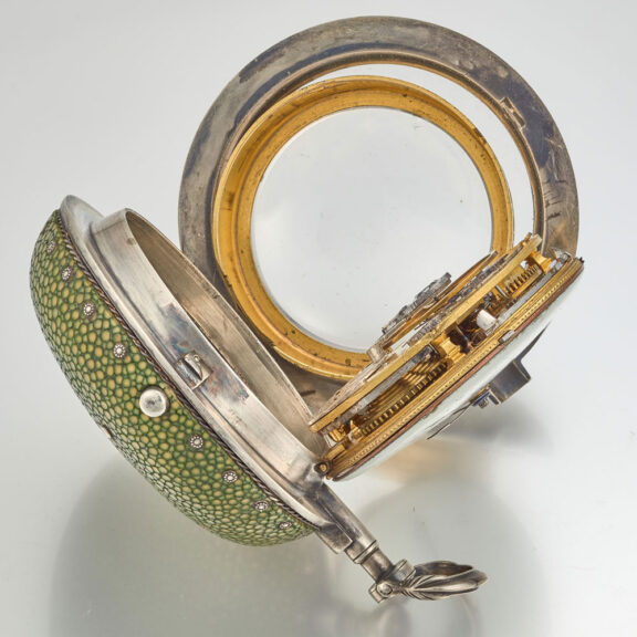 An English verge watch in silver shagreen case Circa 1770 An English verge watch in silver shagreen case Circa 1770