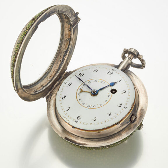 An English verge watch in silver shagreen case Circa 1770 An English verge watch in silver shagreen case Circa 1770