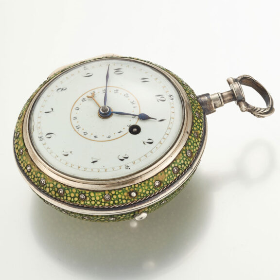 An English verge watch in silver shagreen case Circa 1770 An English verge watch in silver shagreen case Circa 1770