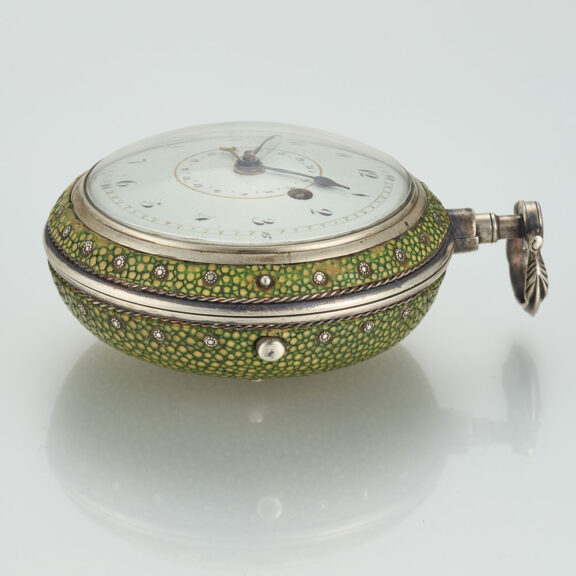An English verge watch in silver shagreen case Circa 1770 An English verge watch in silver shagreen case Circa 1770
