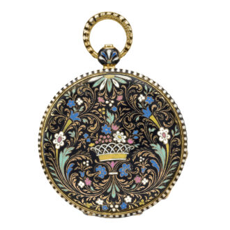 Swiss yellow gold and enamel open-faced watch Circa 1830