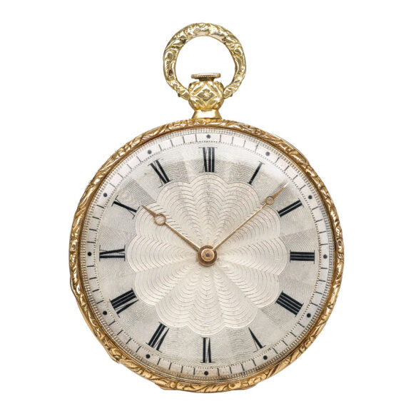 Swiss pink gold and enamel open-faced watch Circa 1830 Swiss pink gold and enamel open-faced watch Circa 1830