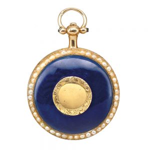 French miniature gold, enamel, seed pearl watch Circa 1820