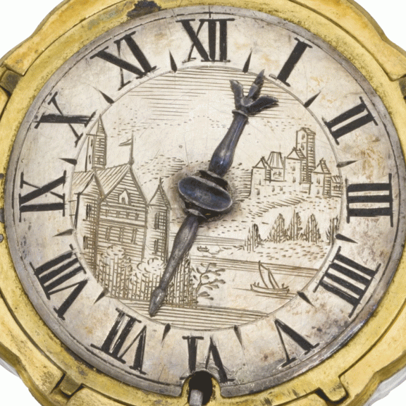 German verge watch with scalloped edged rock crystal Circa 1650 German verge watch with scalloped edged rock crystal Circa 1650