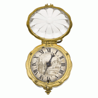 German verge watch with scalloped edged rock crystal Circa 1650