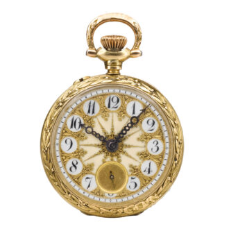 Swiss 18k gold and enamel watch with brooch Circa 1900 