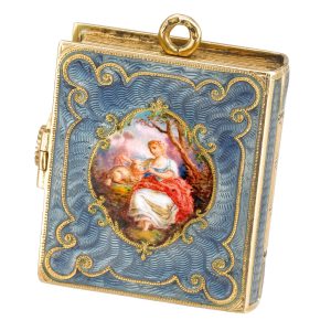 Swiss gold and enamel book-form pendant watch Circa 1880