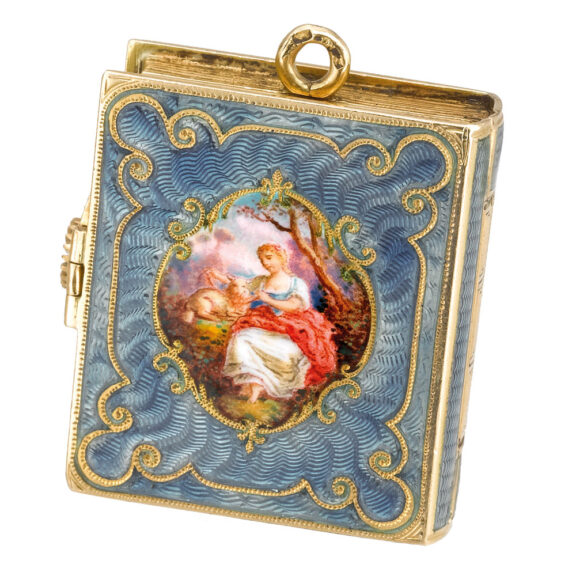Swiss gold and enamel book-form pendant watch Circa 1880