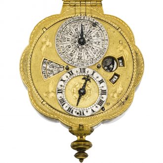 Superb English astronomical scallop-form verge watch 1665 Superb English astronomical scallop-form verge watch 1665