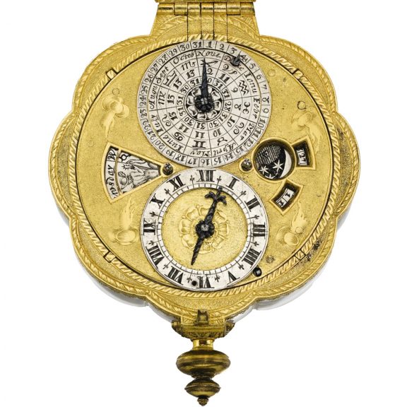 Superb English astronomical scallop-form verge watch 1665 Superb English astronomical scallop-form verge watch 1665