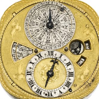 Superb English astronomical scallop-form verge watch 1665 Superb English astronomical scallop-form verge watch 1665