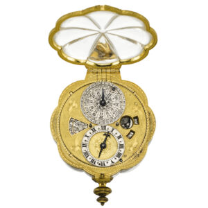 Superb English astronomical scallop-form verge watch 1665