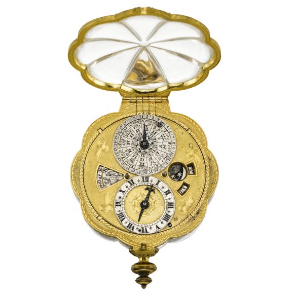 Superb English astronomical scallop-form verge watch 1665 Superb English astronomical scallop-form verge watch 1665