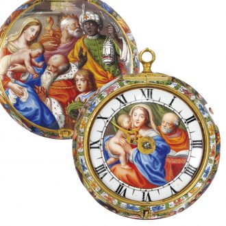 Unique Dutch 22k gold and enamel verge pendant watch Circa 1685