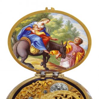 Unique Dutch 22k gold and enamel verge pendant watch Circa 1685