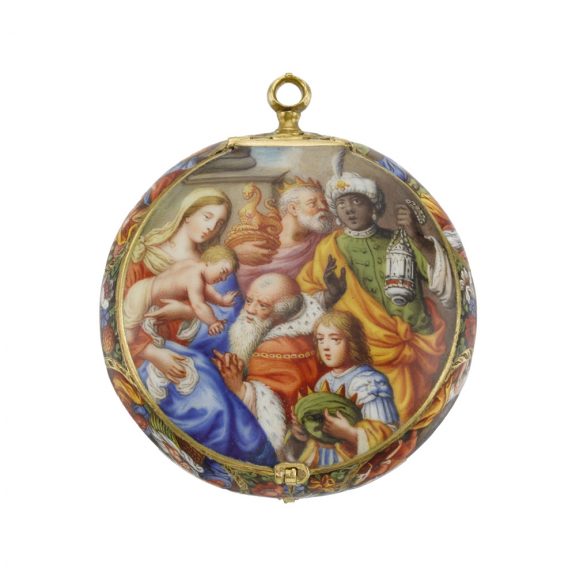Unique Dutch 22k gold and enamel verge pendant watch Circa 1685 Unique Dutch 22k gold and enamel verge pendant watch Circa 1685