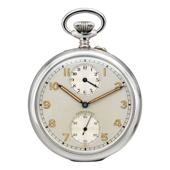 Swiss stainless steel keyless watch with alarm Circa 1920