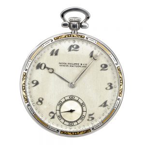 Swiss platinum keyless open faced lever watch Circa 1925 