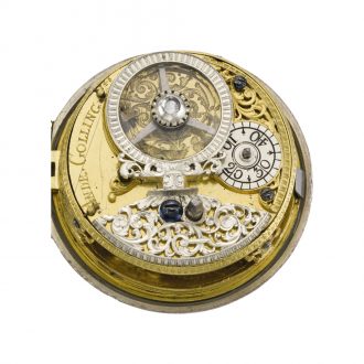 German silver watch with unusual rock crystal balance cock Circa 1720