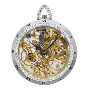 Swiss white gold with diamond skeletonized watch Circa 1995