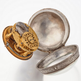 A large French verge oignon in a silver case Circa 1710