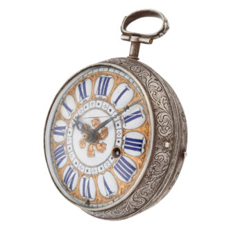A large French verge oignon in a silver case Circa 1710