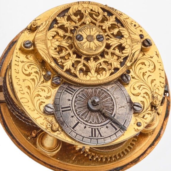 A large French verge oignon in a silver case Circa 1710 A large French verge oignon in a silver case Circa 1710