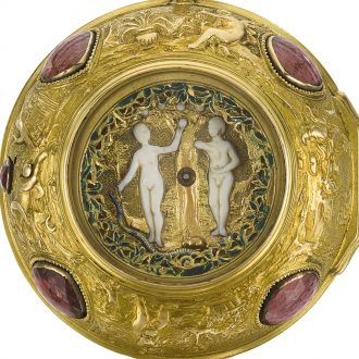 English gold repoussé verge watch with automata Circa 1700