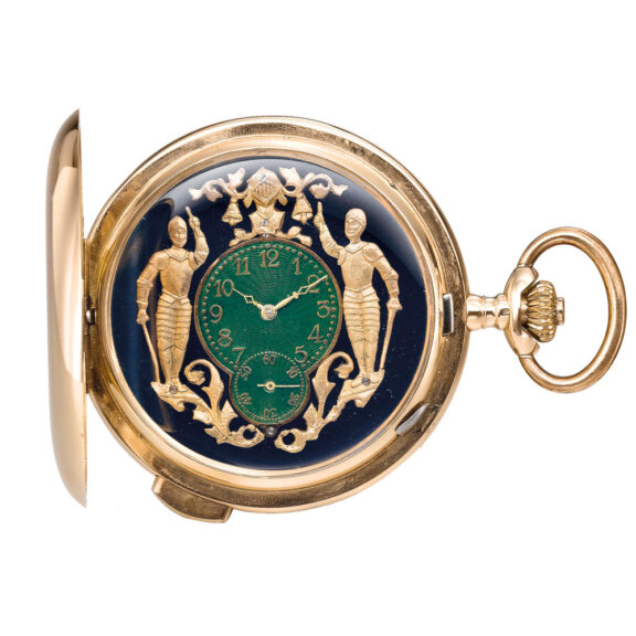 Swiss gold quarter repeater with jacquemart Circa 1900