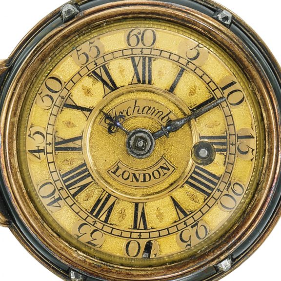 English gold bloodstone and diamond-set pocket watch Circa 1740 English gold bloodstone and diamond-set pocket watch Circa 1740
