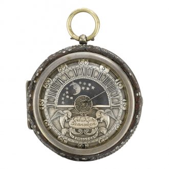 German pair cased verge watch with sun and moon dial Circa 1720