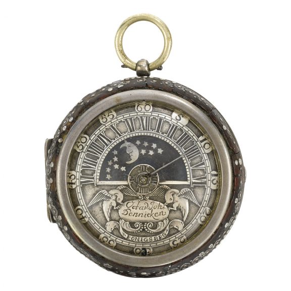 German pair cased verge watch with sun and moon dial Circa 1720