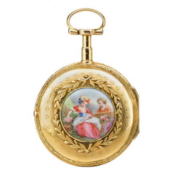 French yellow gold and enamel verge watch Circa 1800
