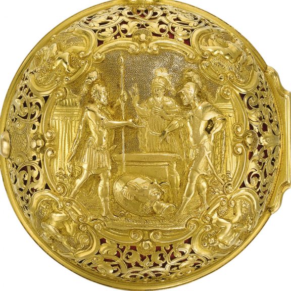 Swiss gold triple-cased quarter repeating verge watch Circa 1750 Swiss gold triple-cased quarter repeating verge watch Circa 1750