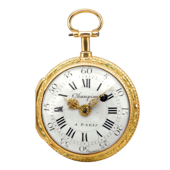 French gold and enamel quarter repeating verge Circa 1800 French gold and enamel quarter repeating verge Circa 1800