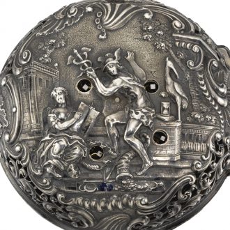 German silver repoussé repeating coach watch Circa 1750 German silver repoussé repeating coach watch Circa 1750