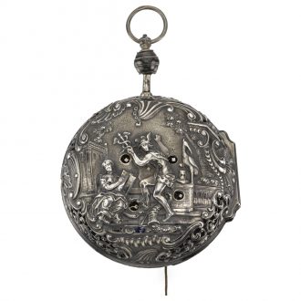 German silver repoussé repeating coach watch Circa 1750