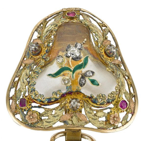 French gold enamel watch with matching chatelaine Circa 1750 French gold enamel watch with matching chatelaine Circa 1750