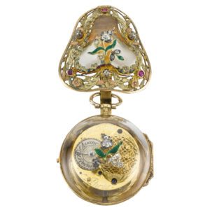 French gold enamel watch with matching chatelaine Circa 1750