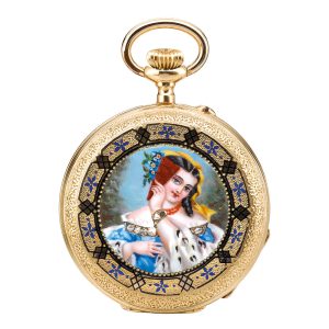 Swiss gold and enamel hunting cased watch Circa 1870 