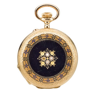 Swiss gold and enamel hunting cased watch Circa 1870 Swiss gold and enamel hunting cased watch Circa 1870