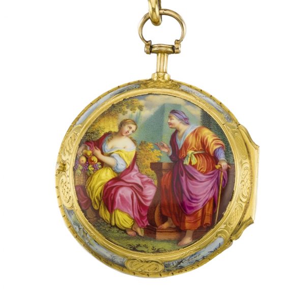 English gold enamel watch with a matching chatelaine Circa 1770 English gold enamel watch with a matching chatelaine Circa 1770