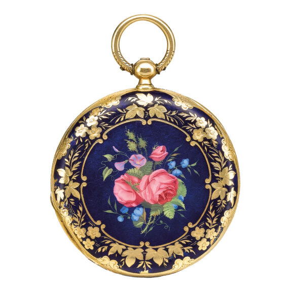 Swiss gold and enamel hunting cased watch Circa 1840 Swiss gold and enamel hunting cased watch Circa 1840