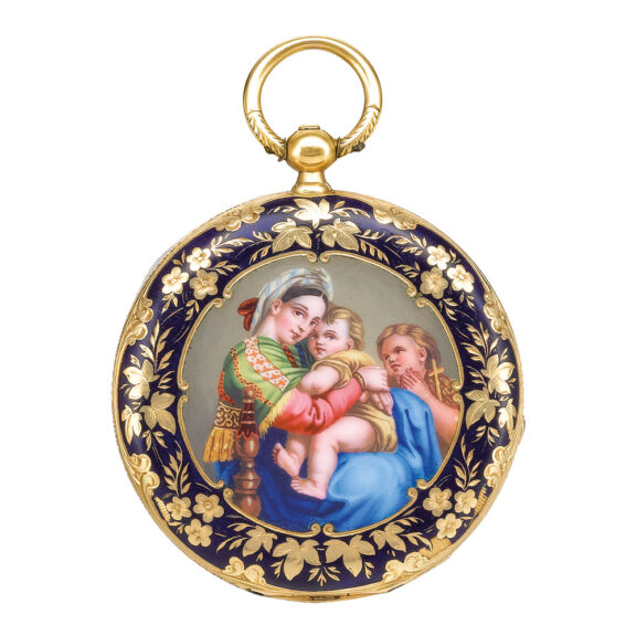 Swiss gold and enamel hunting cased watch Circa 1840