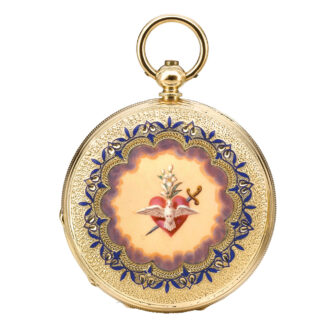 Swiss gold and enamel hunting cased watch Circa 1845