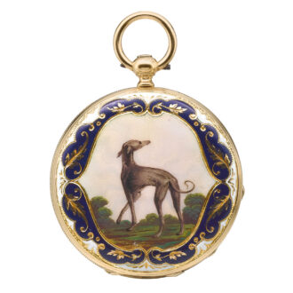 Swiss gold and enamel hunting cased watch Circa 1850